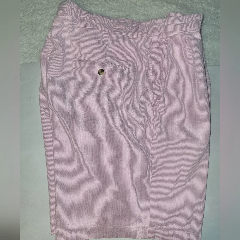 Peter Millar Pink Striped Seersucker Shorts Size‎ 38 Regular Pink White